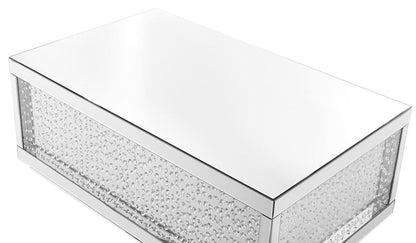 Elegant Furniture & Lighting - Modern 48 inch Rectangle Crystal Coffee Table In Clear Mirror Finish - MF91003 veiw 4