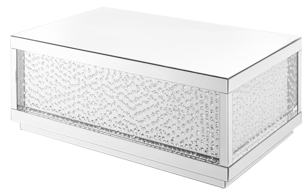 Elegant Furniture & Lighting - Modern 48 inch Rectangle Crystal Coffee Table In Clear Mirror Finish - MF91003 veiw 9