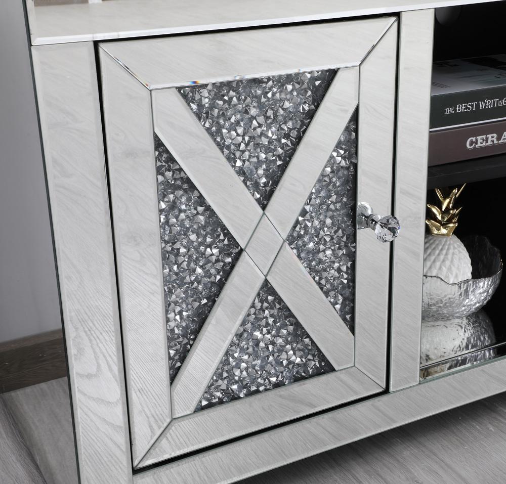 Elegant Furniture & Lighting - Modern 59 in. crystal mirrored TV stand - MF9903 veiw 4
