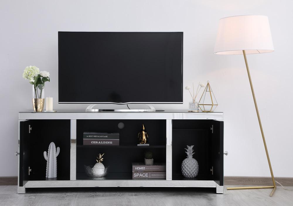 Elegant Furniture & Lighting - Modern 59 in. crystal mirrored TV stand - MF9903 veiw 8