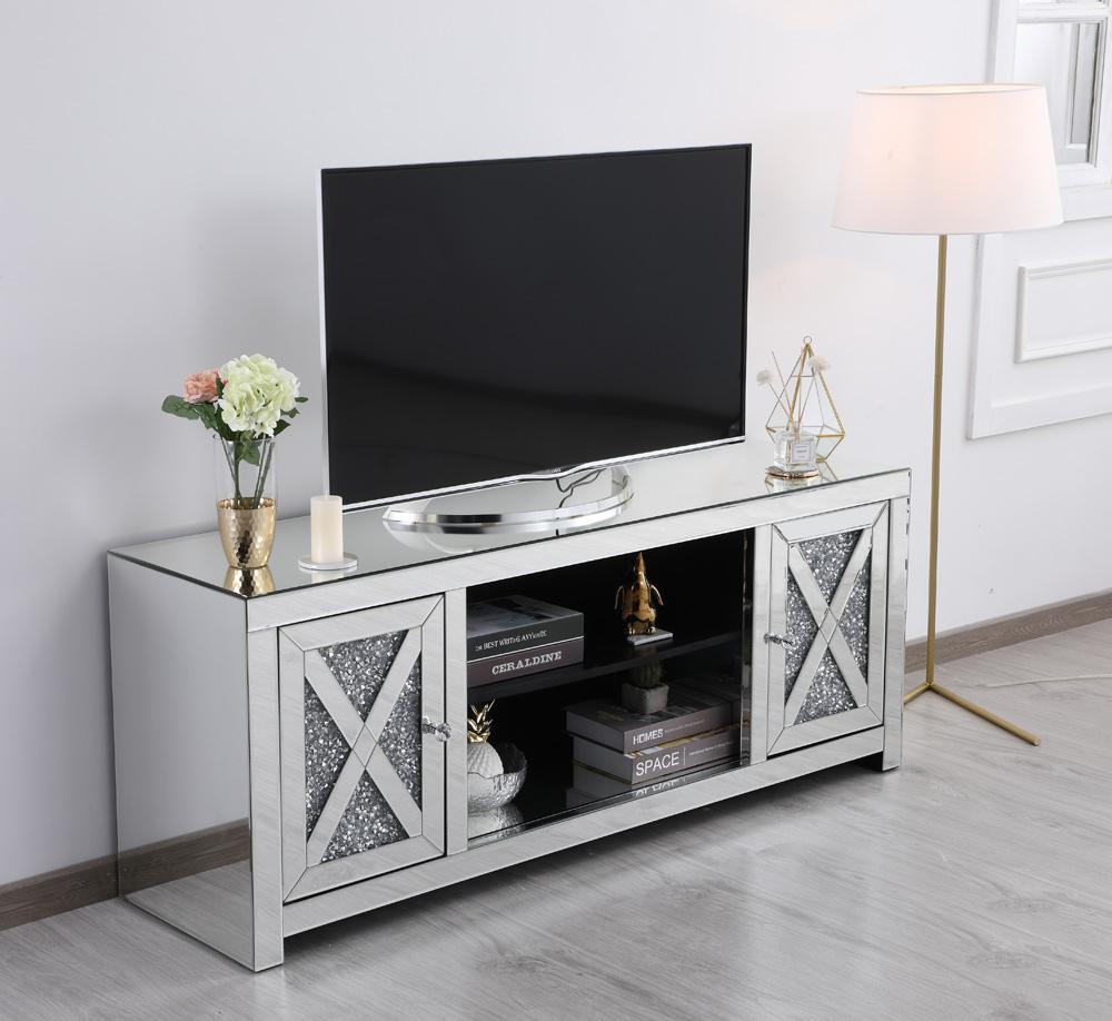 Elegant Furniture & Lighting - Modern 59 in. crystal mirrored TV stand - MF9903 veiw 9