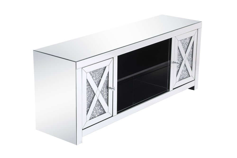 Elegant Furniture & Lighting - Modern 59 in. crystal mirrored TV stand - MF9903 veiw 11