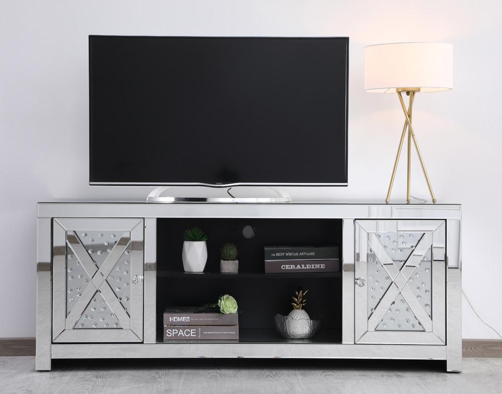 Elegant Furniture & Lighting - Modern 59 in. crystal mirrored TV stand - MF9904 veiw 2