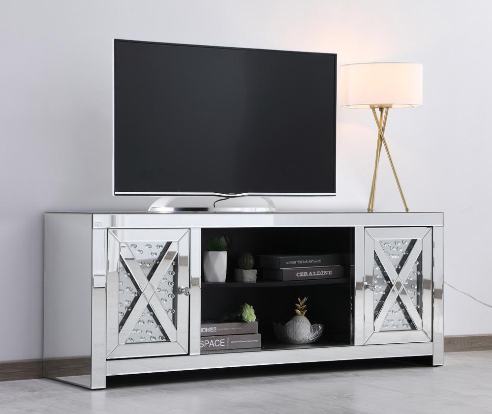 Elegant Furniture & Lighting - Modern 59 in. crystal mirrored TV stand - MF9904 veiw 4