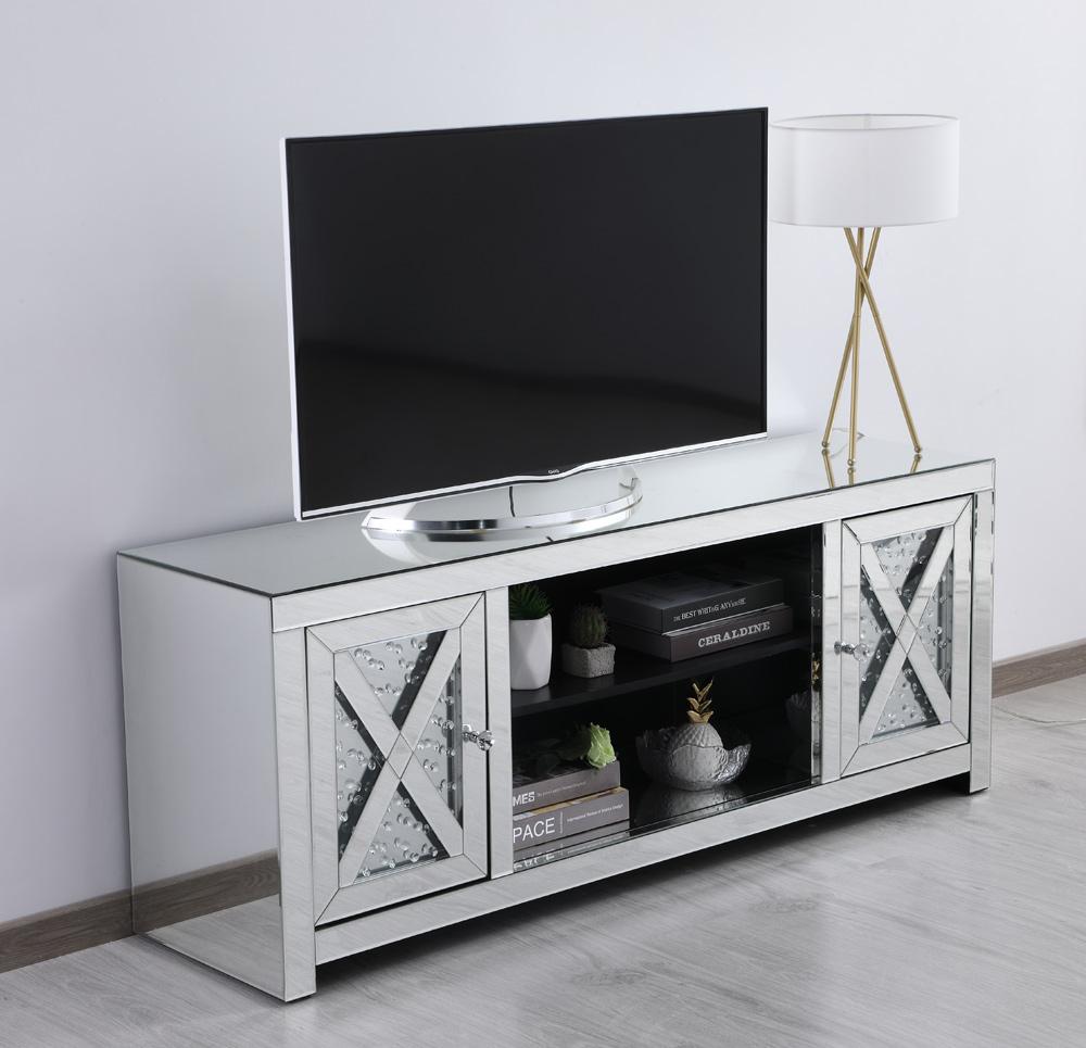 Elegant Furniture & Lighting - Modern 59 in. crystal mirrored TV stand - MF9904 veiw 5