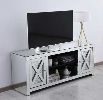 Elegant Furniture & Lighting - Modern 59 in. crystal mirrored TV stand - MF9904 veiw 5