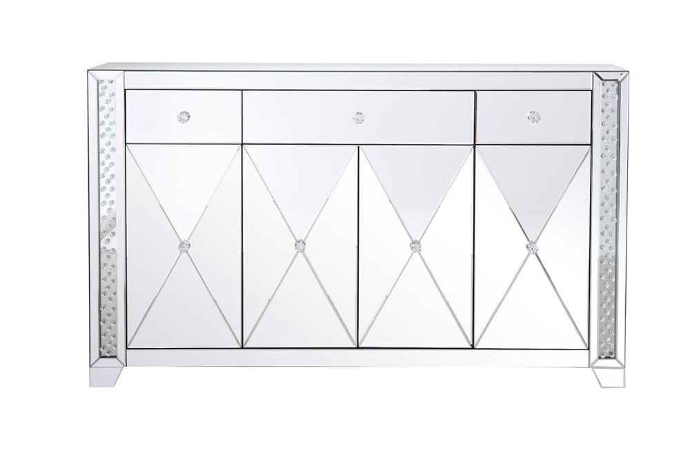 Elegant Furniture & Lighting - Modern 60 in clear crystal mirrored credenza - MF91057 veiw 1