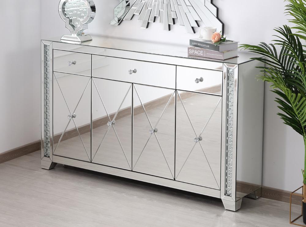 Elegant Furniture & Lighting - Modern 60 in clear crystal mirrored credenza - MF91057 veiw 5