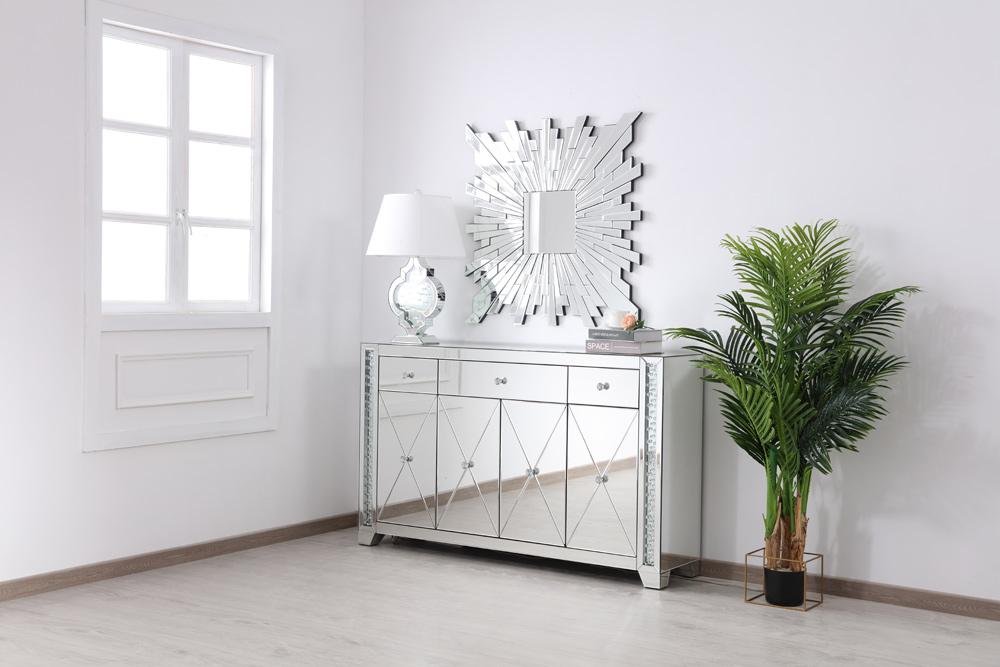 Elegant Furniture & Lighting - Modern 60 in clear crystal mirrored credenza - MF91057 veiw 7