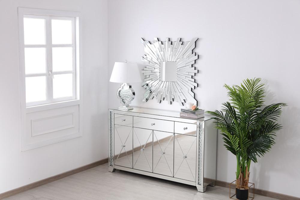 Elegant Furniture & Lighting - Modern 60 in clear crystal mirrored credenza - MF91057 veiw 8