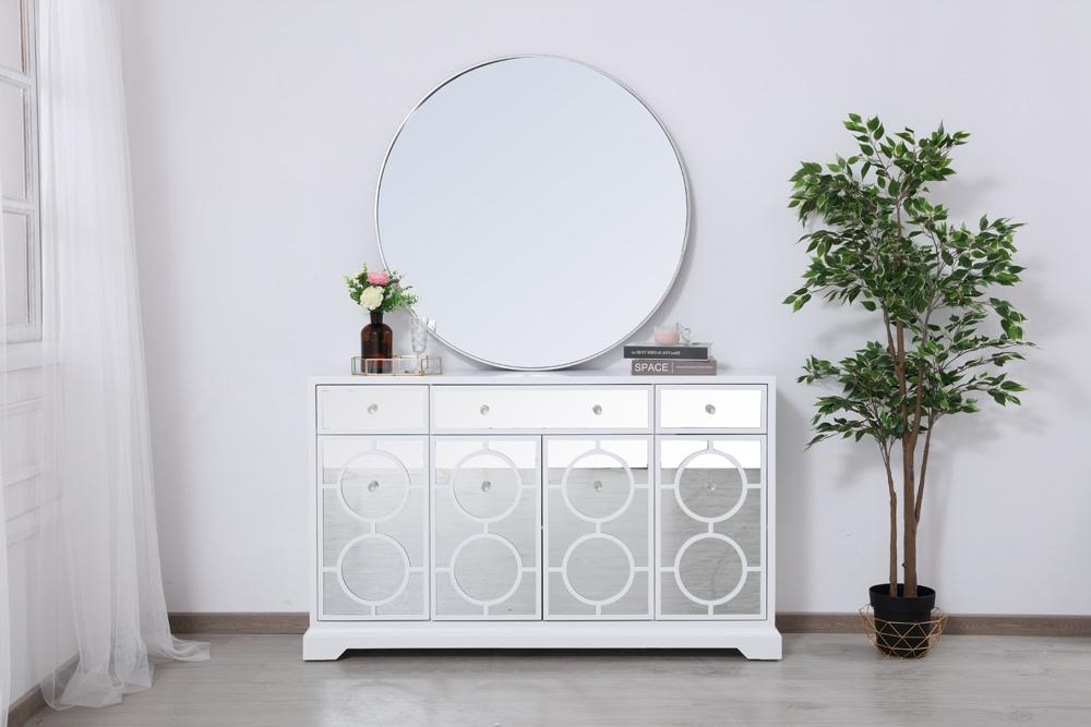 Elegant Furniture & Lighting - Modern 60 in. mirrored credenza in white - MF81001WH veiw 2