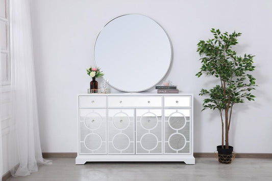 Elegant Furniture & Lighting - Modern 60 in. mirrored credenza in white - MF81001WH veiw 2