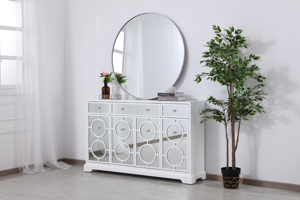 Elegant Furniture & Lighting - Modern 60 in. mirrored credenza in white - MF81001WH veiw 3