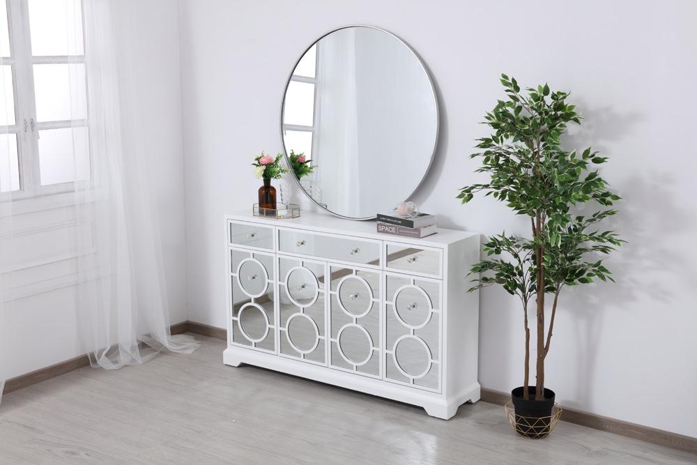 Elegant Furniture & Lighting - Modern 60 in. mirrored credenza in white - MF81001WH veiw 4