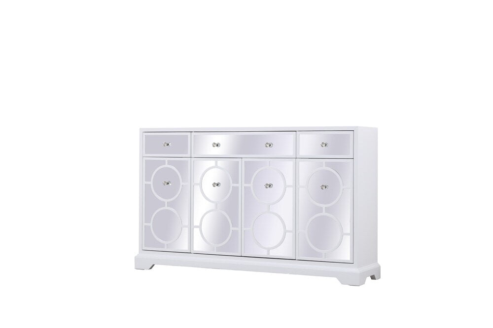 Elegant Furniture & Lighting - Modern 60 in. mirrored credenza in white - MF81001WH veiw 5