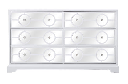 Elegant Furniture & Lighting - Modern 60 in. mirrored six drawer cabinet in white - MF81036WH veiw 1