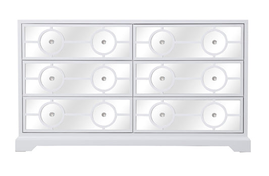 Elegant Furniture & Lighting - Modern 60 in. mirrored six drawer cabinet in white - MF81036WH veiw 1