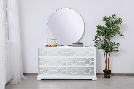 Elegant Furniture & Lighting - Modern 60 in. mirrored six drawer cabinet in white - MF81036WH veiw 2