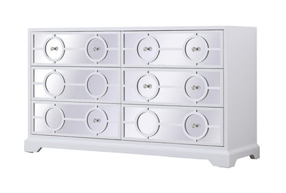 Elegant Furniture & Lighting - Modern 60 in. mirrored six drawer cabinet in white - MF81036WH veiw 5