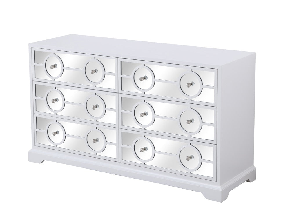Elegant Furniture & Lighting - Modern 60 in. mirrored six drawer cabinet in white - MF81036WH veiw 6