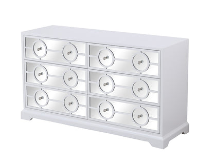 Elegant Furniture & Lighting - Modern 60 in. mirrored six drawer cabinet in white - MF81036WH veiw 6