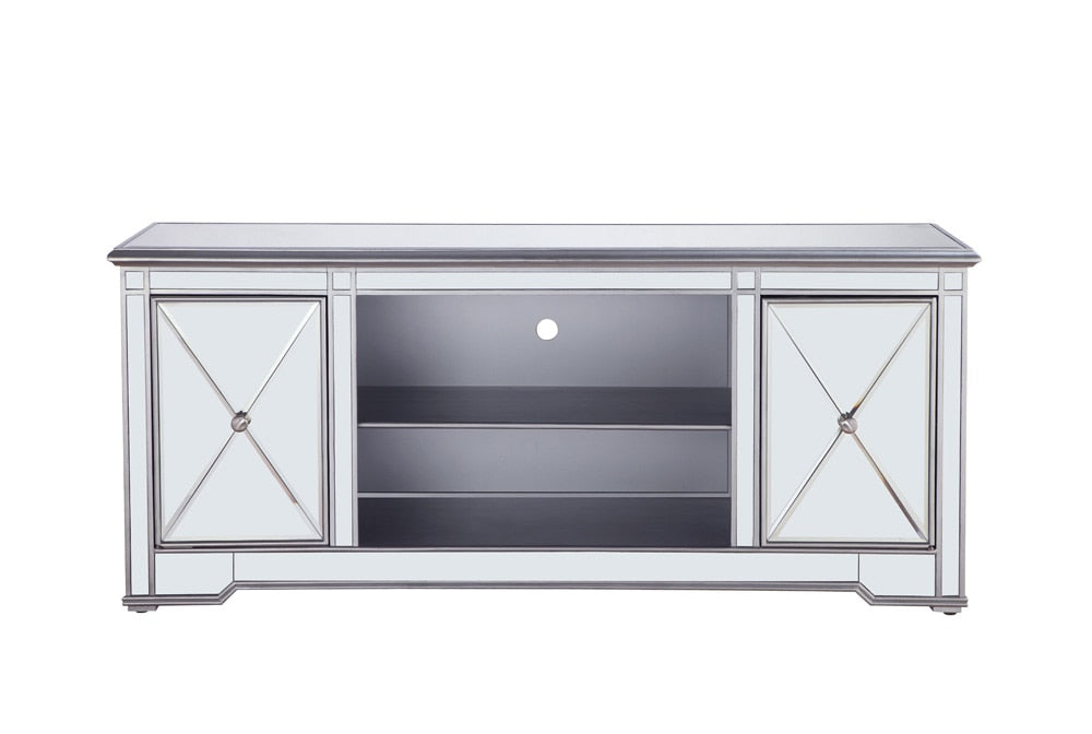 Elegant Furniture & Lighting - Modern 60 in. mirrored TV stand in antique silver - MF601S veiw 1