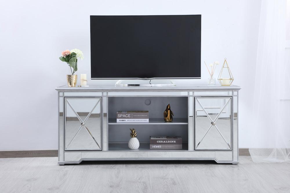 Elegant Furniture & Lighting - Modern 60 in. mirrored TV stand in antique silver - MF601S veiw 2