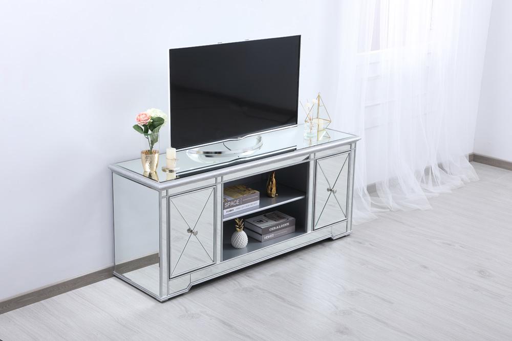 Elegant Furniture & Lighting - Modern 60 in. mirrored TV stand in antique silver - MF601S veiw 4
