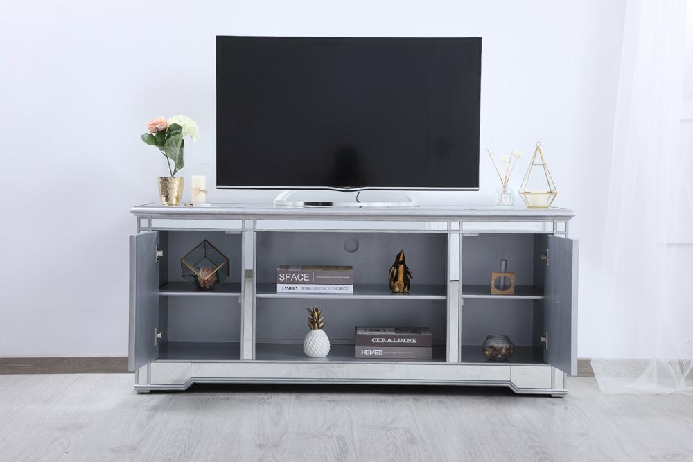 Elegant Furniture & Lighting - Modern 60 in. mirrored TV stand in antique silver - MF601S veiw 5