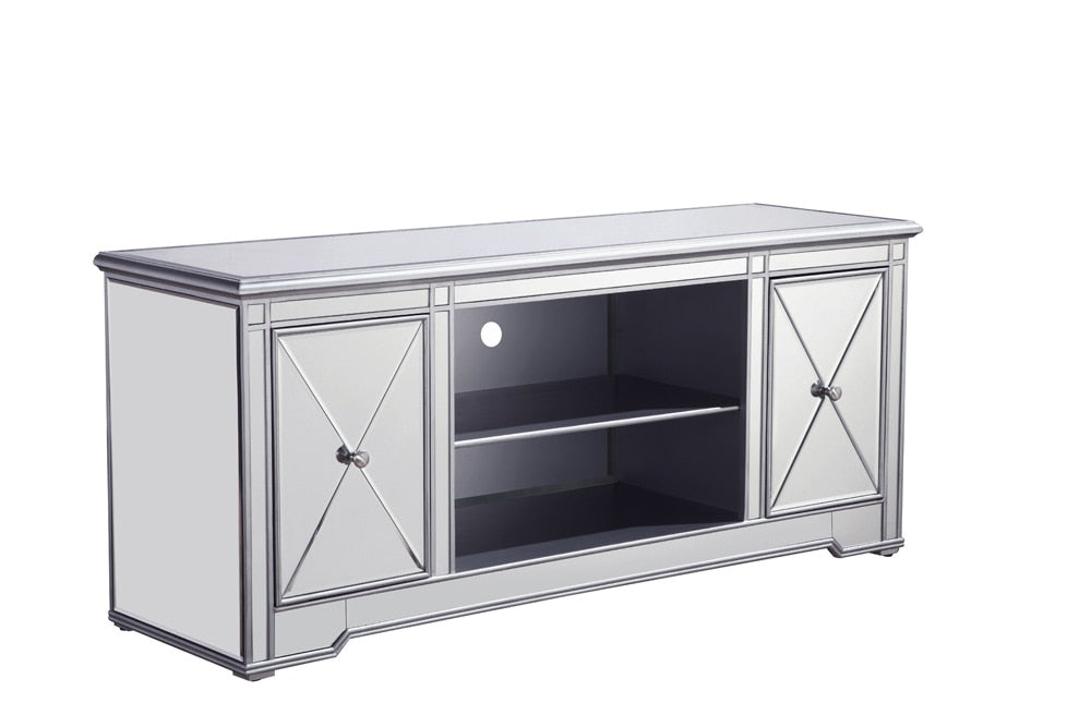 Elegant Furniture & Lighting - Modern 60 in. mirrored TV stand in antique silver - MF601S veiw 7