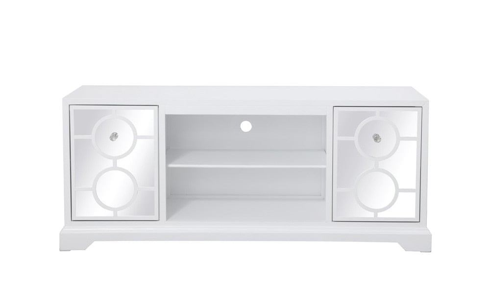 Elegant Furniture & Lighting - Modern 60 in. mirrored TV stand in white - MF801WH veiw 1
