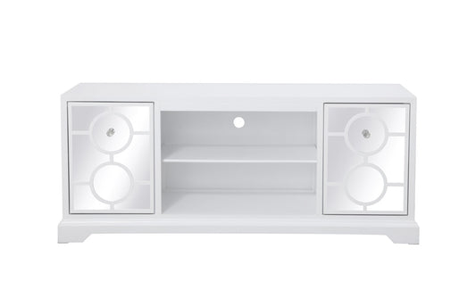 Elegant Furniture & Lighting - Modern 60 in. mirrored TV stand in white - MF801WH veiw 1