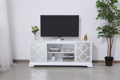 Elegant Furniture & Lighting - Modern 60 in. mirrored TV stand in white - MF801WH veiw 2