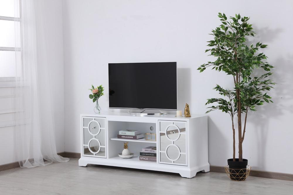 Elegant Furniture & Lighting - Modern 60 in. mirrored TV stand in white - MF801WH veiw 3