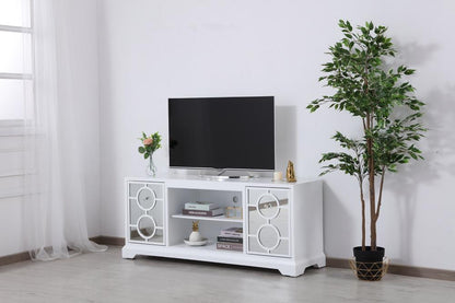 Elegant Furniture & Lighting - Modern 60 in. mirrored TV stand in white - MF801WH veiw 3
