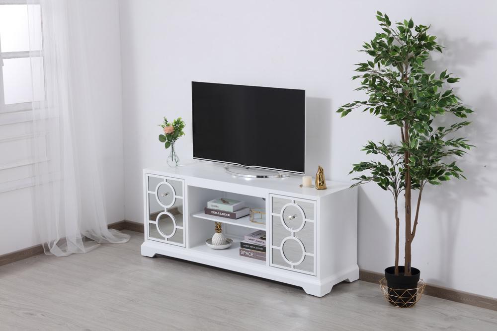 Elegant Furniture & Lighting - Modern 60 in. mirrored TV stand in white - MF801WH veiw 4