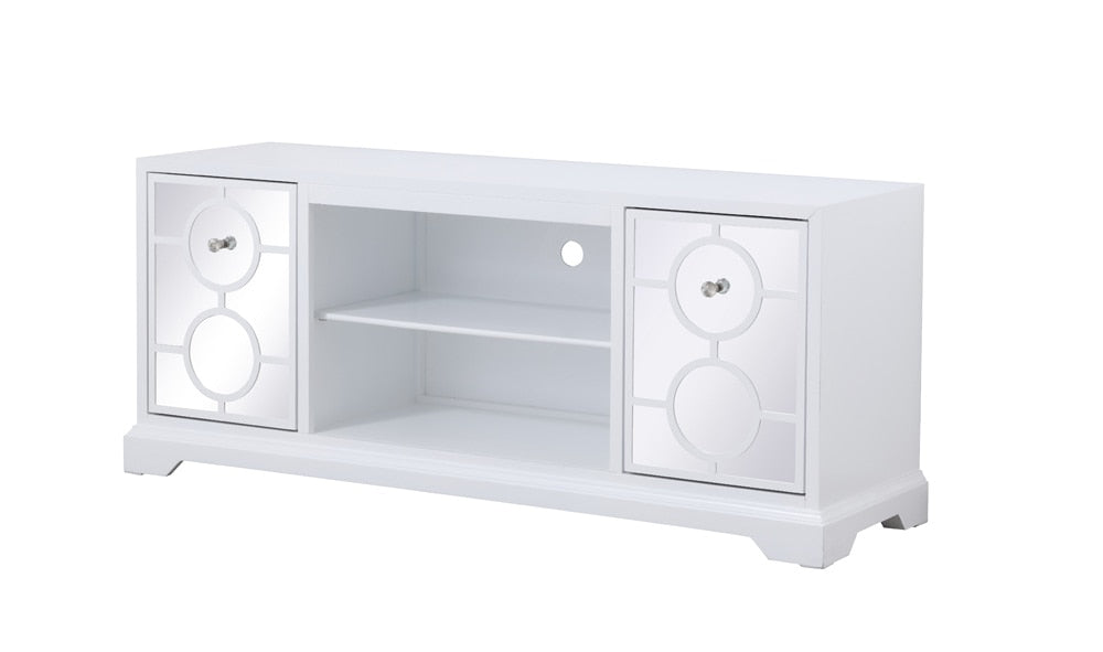 Elegant Furniture & Lighting - Modern 60 in. mirrored TV stand in white - MF801WH veiw 6