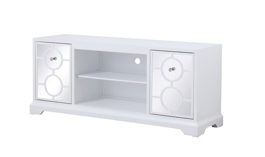 Elegant Furniture & Lighting - Modern 60 in. mirrored TV stand in white - MF801WH veiw 6