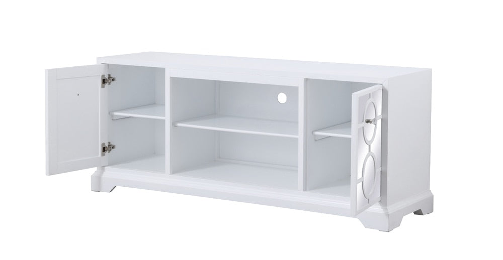 Elegant Furniture & Lighting - Modern 60 in. mirrored TV stand in white - MF801WH veiw 7