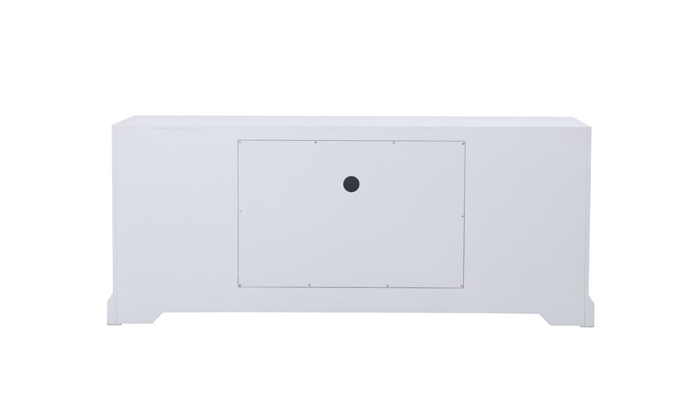 Elegant Furniture & Lighting - Modern 60 in. mirrored TV stand with wood fireplace insert in white - MF801WH-F1 veiw 11
