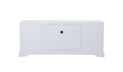Elegant Furniture & Lighting - Modern 60 in. mirrored TV stand with wood fireplace insert in white - MF801WH-F1 veiw 11