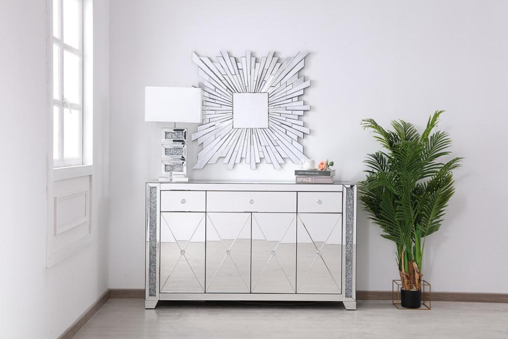 Elegant Furniture & Lighting - Modern 60 in silver crystal mirrored credenza - MF92058 veiw 6