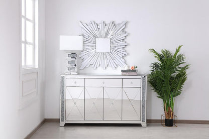 Elegant Furniture & Lighting - Modern 60 in silver crystal mirrored credenza - MF92058 veiw 6