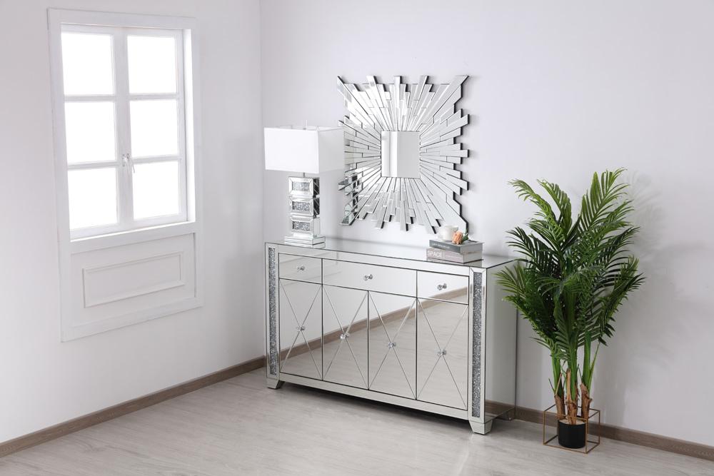 Elegant Furniture & Lighting - Modern 60 in silver crystal mirrored credenza - MF92058 veiw 7