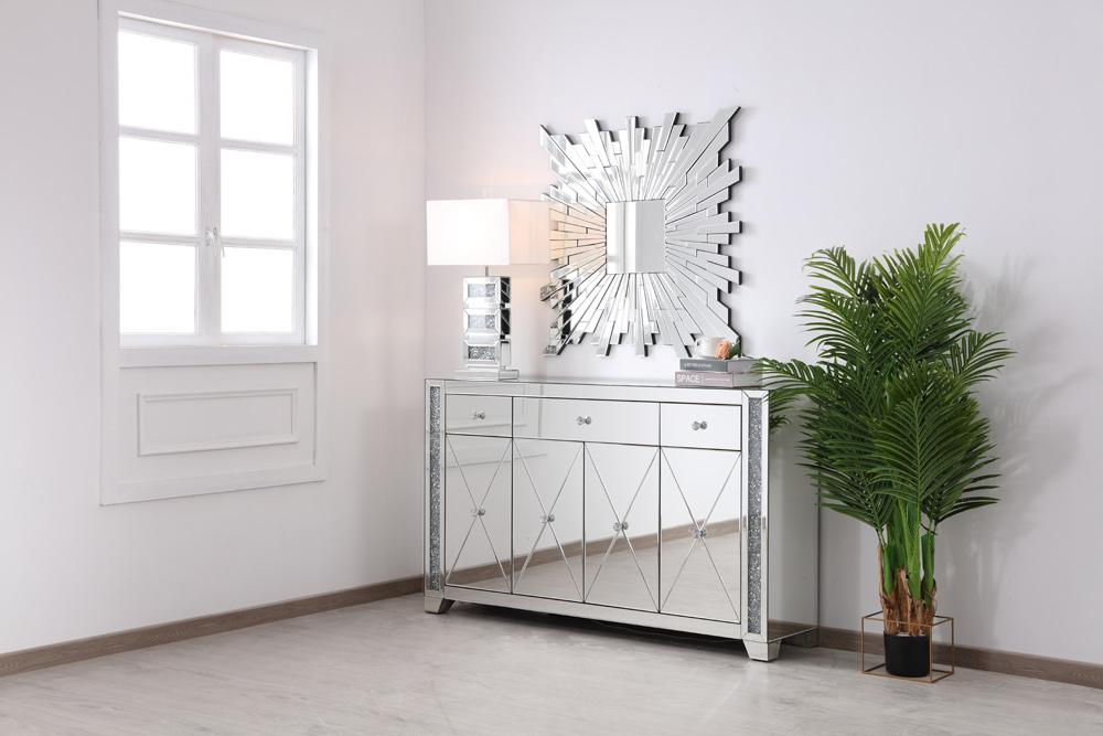 Elegant Furniture & Lighting - Modern 60 in silver crystal mirrored credenza - MF92058 veiw 8