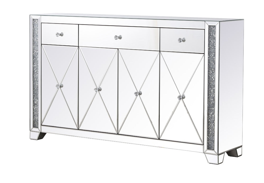 Elegant Furniture & Lighting - Modern 60 in silver crystal mirrored credenza - MF92058 veiw 9