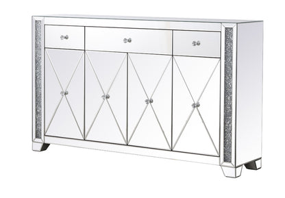 Elegant Furniture & Lighting - Modern 60 in silver crystal mirrored credenza - MF92058 veiw 9