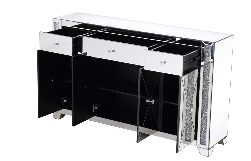 Elegant Furniture & Lighting - Modern 60 in silver crystal mirrored credenza - MF92058 veiw 11