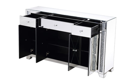 Elegant Furniture & Lighting - Modern 60 in silver crystal mirrored credenza - MF92058 veiw 11