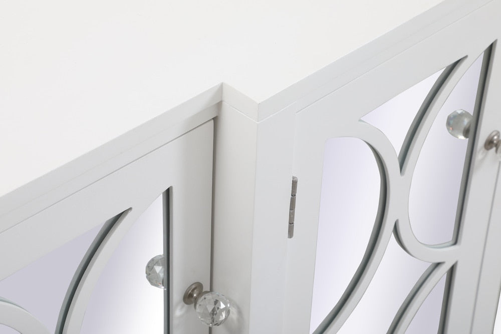 Elegant Furniture & Lighting - Modern 60 inch mirrored credenza in White - MF82001WH veiw 7